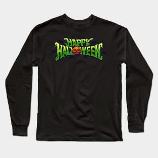 happy halloween typography stickers Long Sleeve T-Shirt